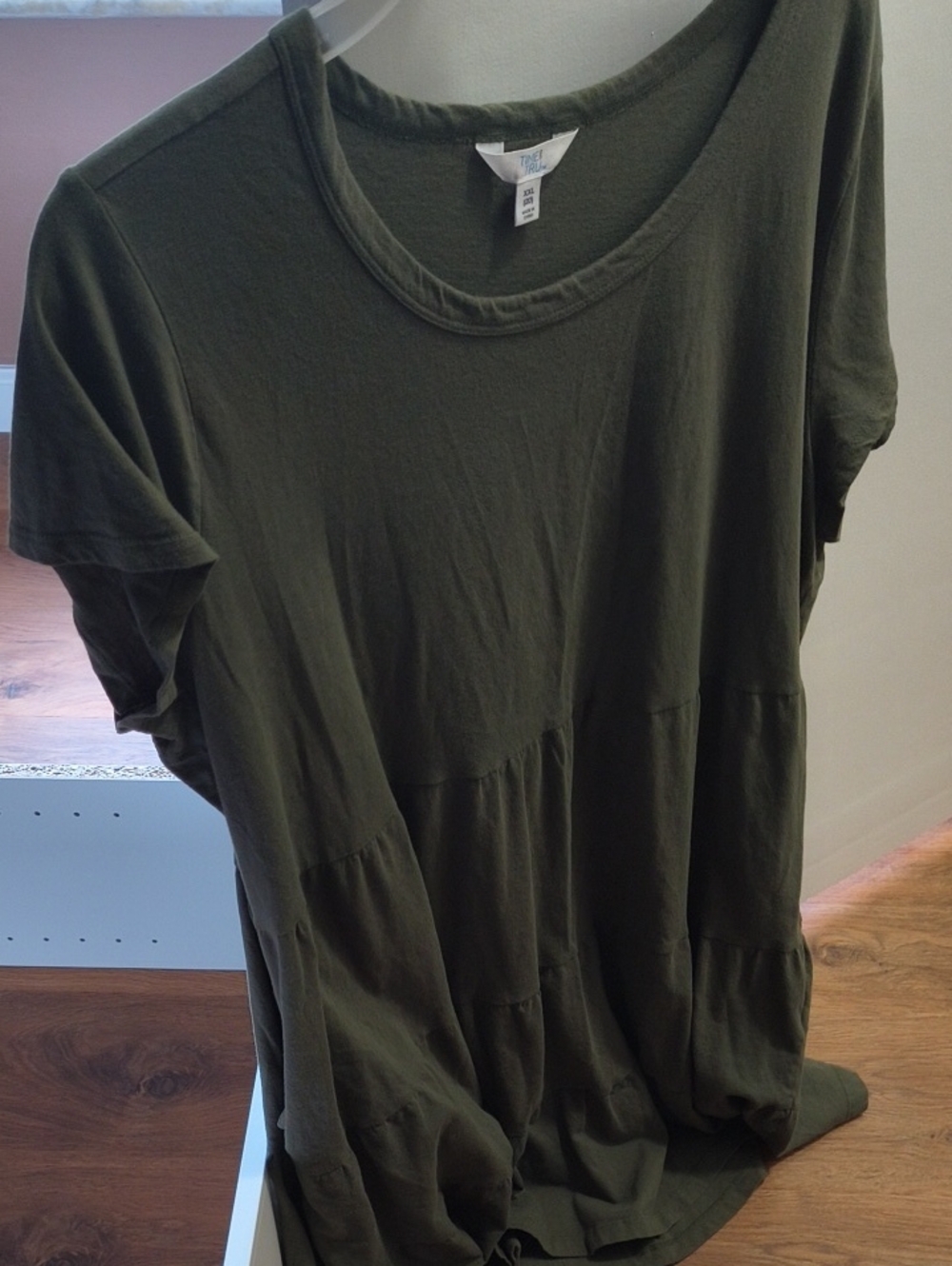 Time and Tru Olive Green Tiered Midi Dress